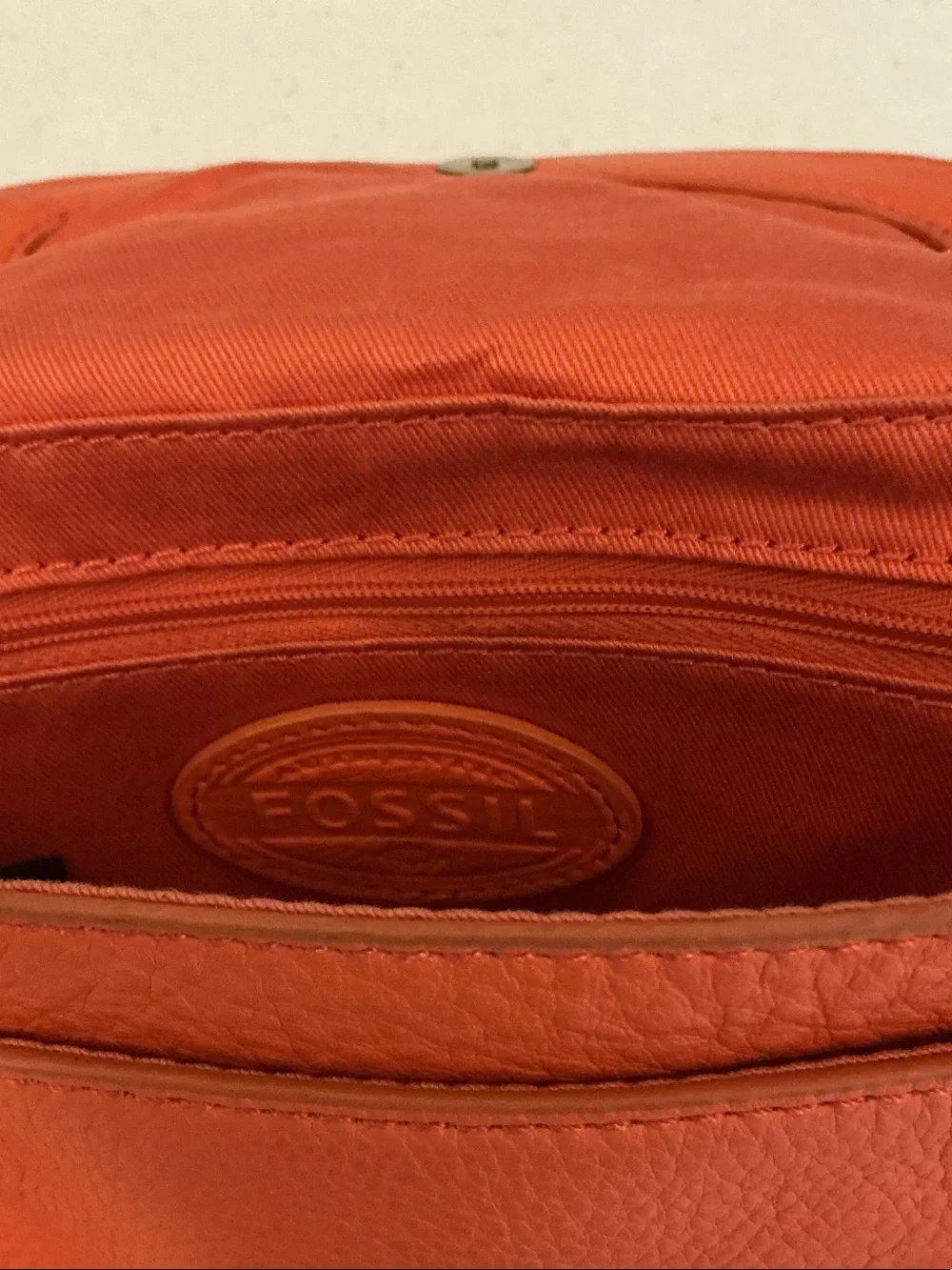 Fossil Orange Leather Crossbody Purse - Picture 4 of 7